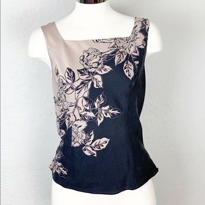 Adrianna Papell Silk Pink & Gray Floral Shell